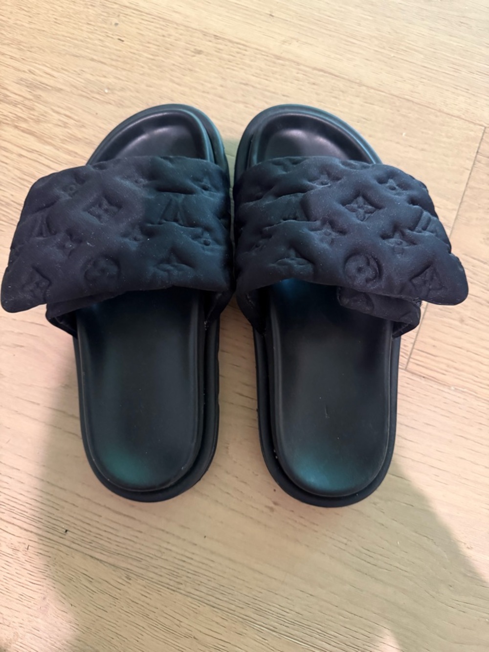 Louis Vuitton Black Quilted Monogram Slide Sandals